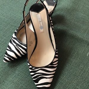 Biden Zebra CalfHair Kitten Heel Slingback